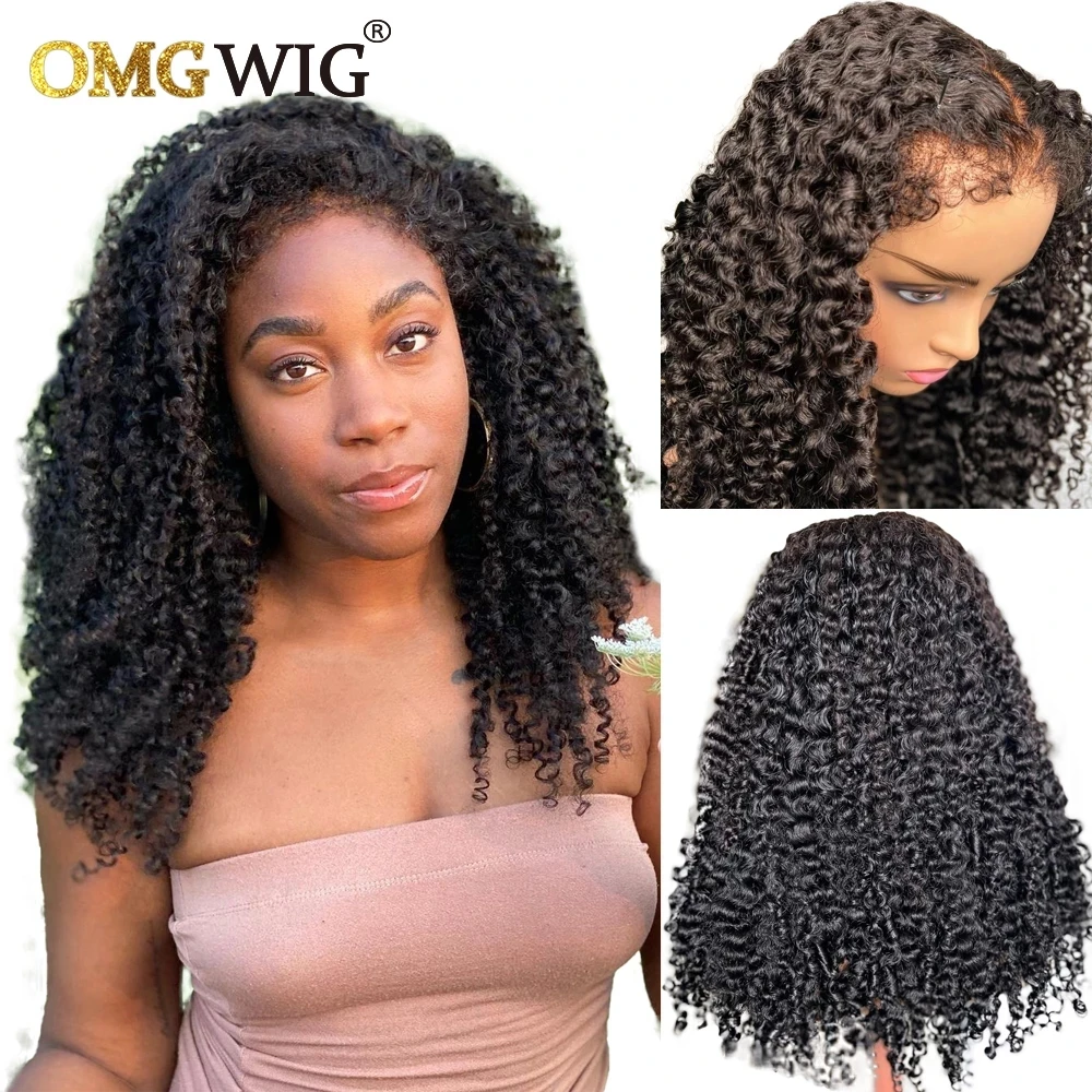Curly Baby Hair Pre Plucked Curly Lace Front Human Hair Wigs 13x6 Lace Frontal For Black Women Kinky HairLine New Trend 180%