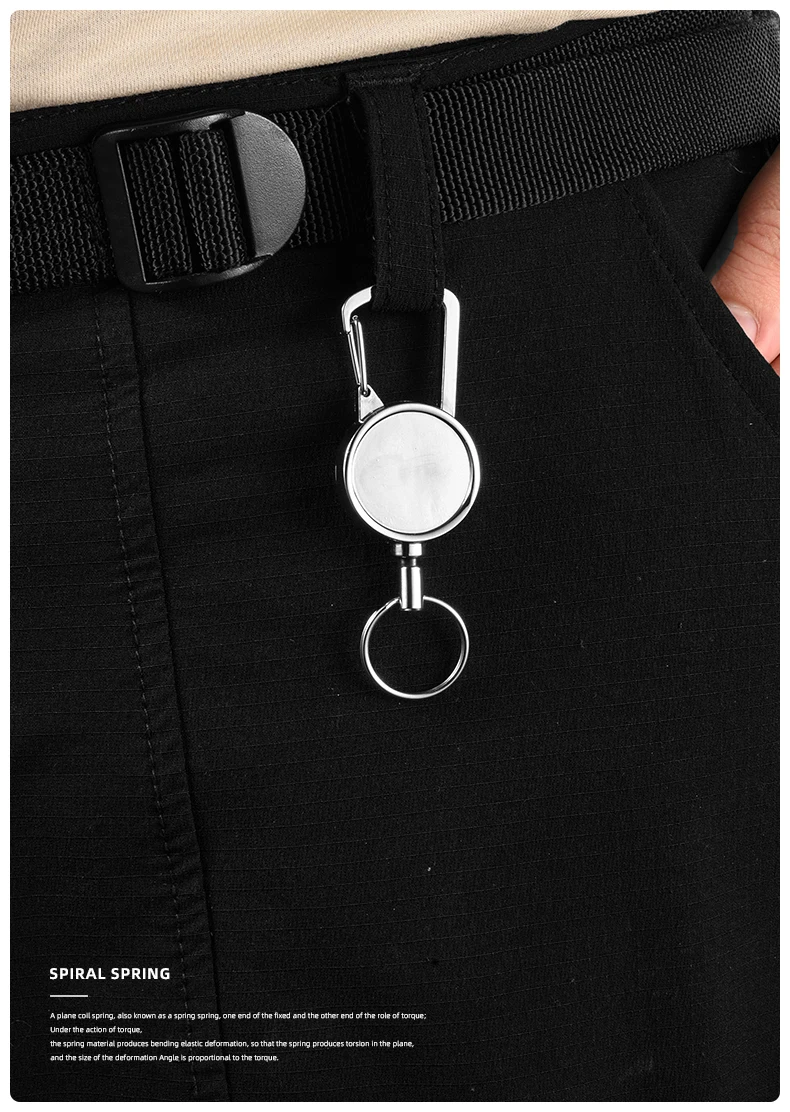 Widerstandsfähigkeit, Kevlar-Seil, elastische Schlüsselanhänger, Metall-Schlüsselanhänger, sportlicher einziehbarer Alarm-Schlüsselanhänger, Anti-Verlust-Teleskopschlüssel, Schmuckstück H62 – Detail 6