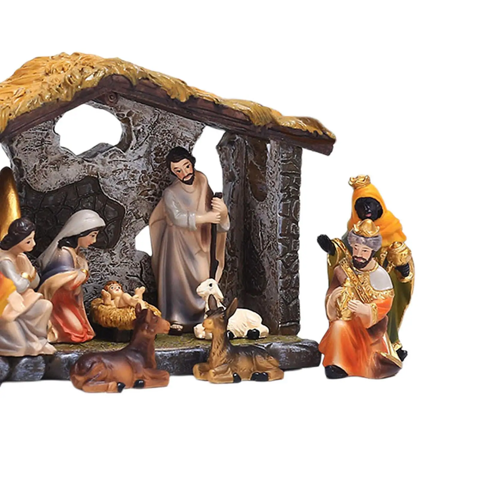 Nativity Figurines Birth of Religious Christmas Worship Table Statue