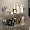 Corrugated Suction Cup Storage Holder Light Luxury Style Glacier Pattern Suction Cup Shelf No-Drill Bathroom Suction Storage Box 2
