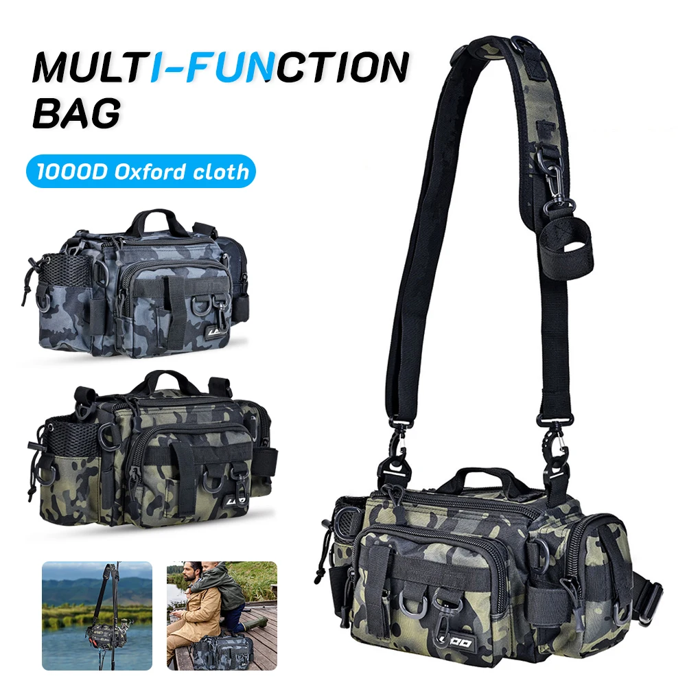 

Multifunction Fishing Bag Large Capacity Fishing Tackles Bag Outdoor Fish Lure Reel Storage Case Waist Shoulder Bag Accessories