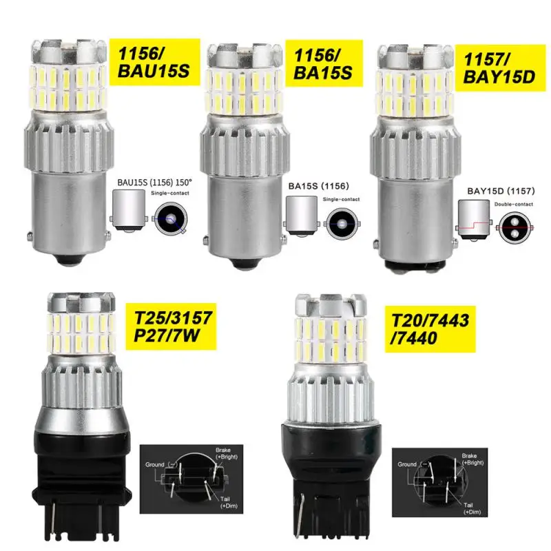 2x светодиодсветодиодный Canbus P21W 1156 BA15S BAU15S 1157 BAY15D T20 T25 3157 7440 7443 P27 7W 1800LM светодиодный