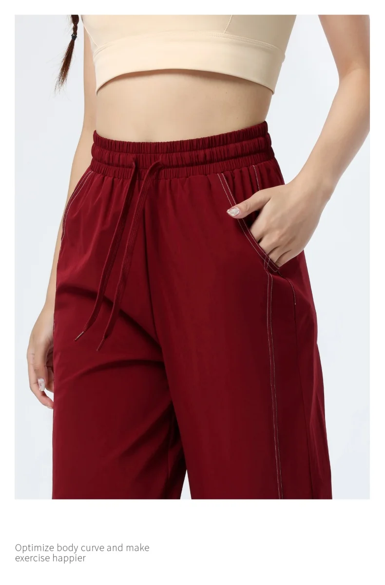 Women's Sports Pants, Baggy Straight Track Pants, Striped Joggers with Pockets, Women Breathable Wide Legs Sweatpants 13 S0b400f576aa4471488f16a6fb8a5b808N