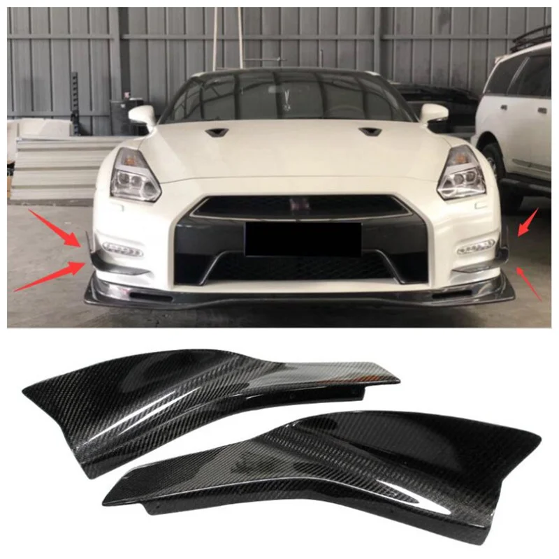 

Real Carbon Fiber Bumper Front Lip Wind Knife Spoiler Splitters Diffuser Protector For Nissan GTR R35 2012-2016