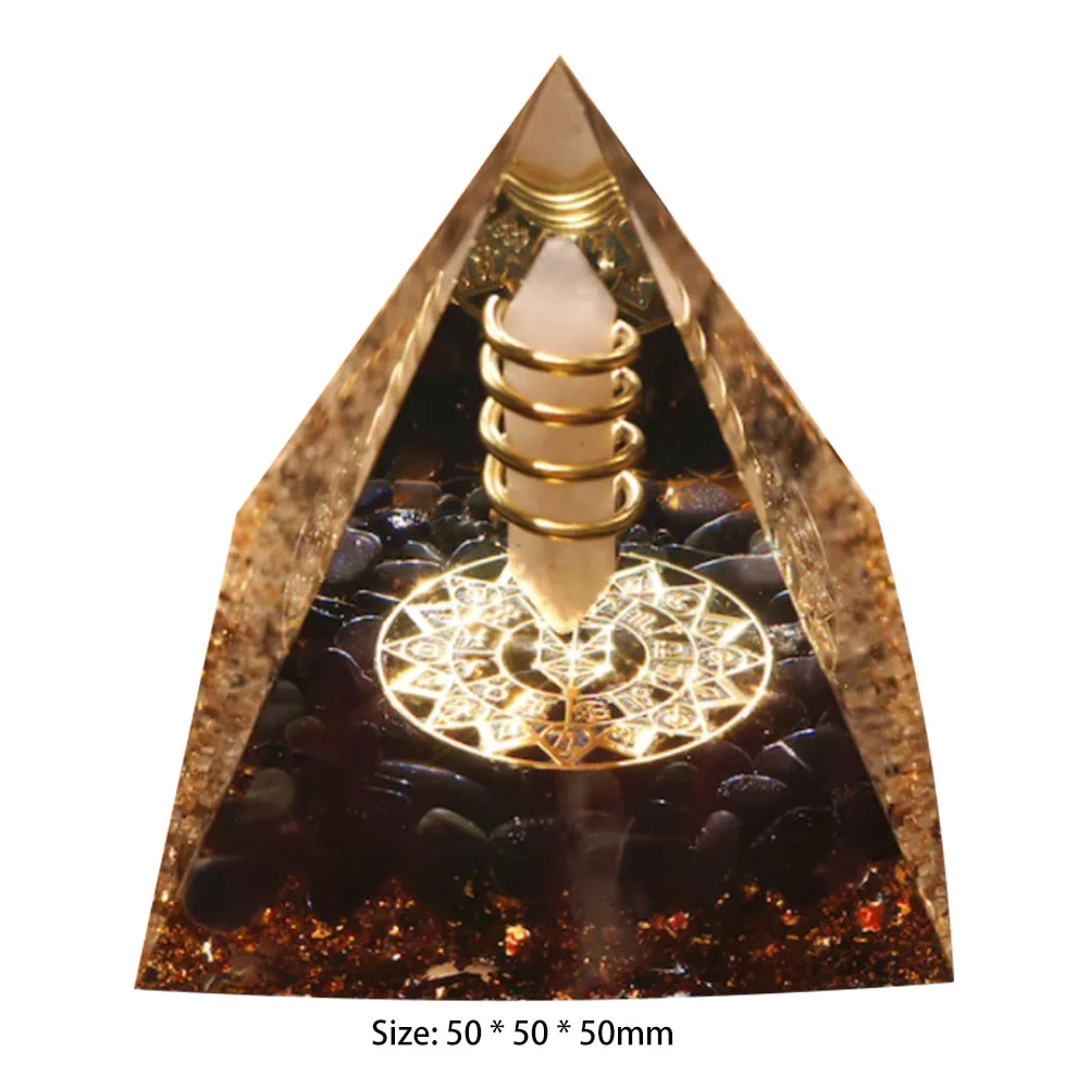 Energy Generator Orgone Pyramid Amethyst Peridot Healing Natural Crystal Reiki Chakra Generator Orgonite Pyramid Meditation Tool