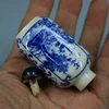 Chinese Blue and White Porcelain Qing Kangxi Mountain River Design Snuff Bottle 4