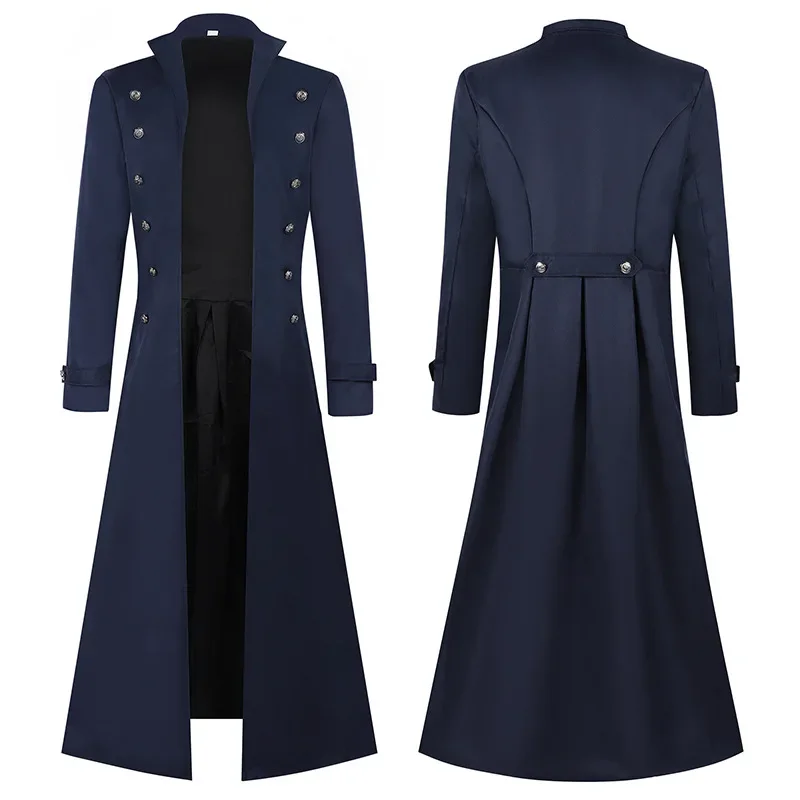 S-5XL Plus Size Men Gothic Trench Medieval Steampunk Retro Style