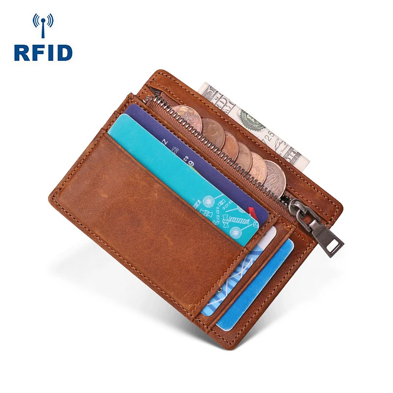Buffway Carteras De Cuero Con Bloqueo RFID Y Bolsillo Frontal Minimalista Y Delgada Para Hombres Y