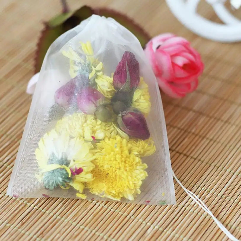 50pcs/lot Empty Tea Bags Nylon Material with String Heal Seal Filter for Herb Loose Tea 5sizes