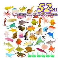 52 Pcs Sea animal toy, approximately 2 inch, creature including Octopus,hippocampus, seahorse, jellyfish, turtle,clown fish, 1