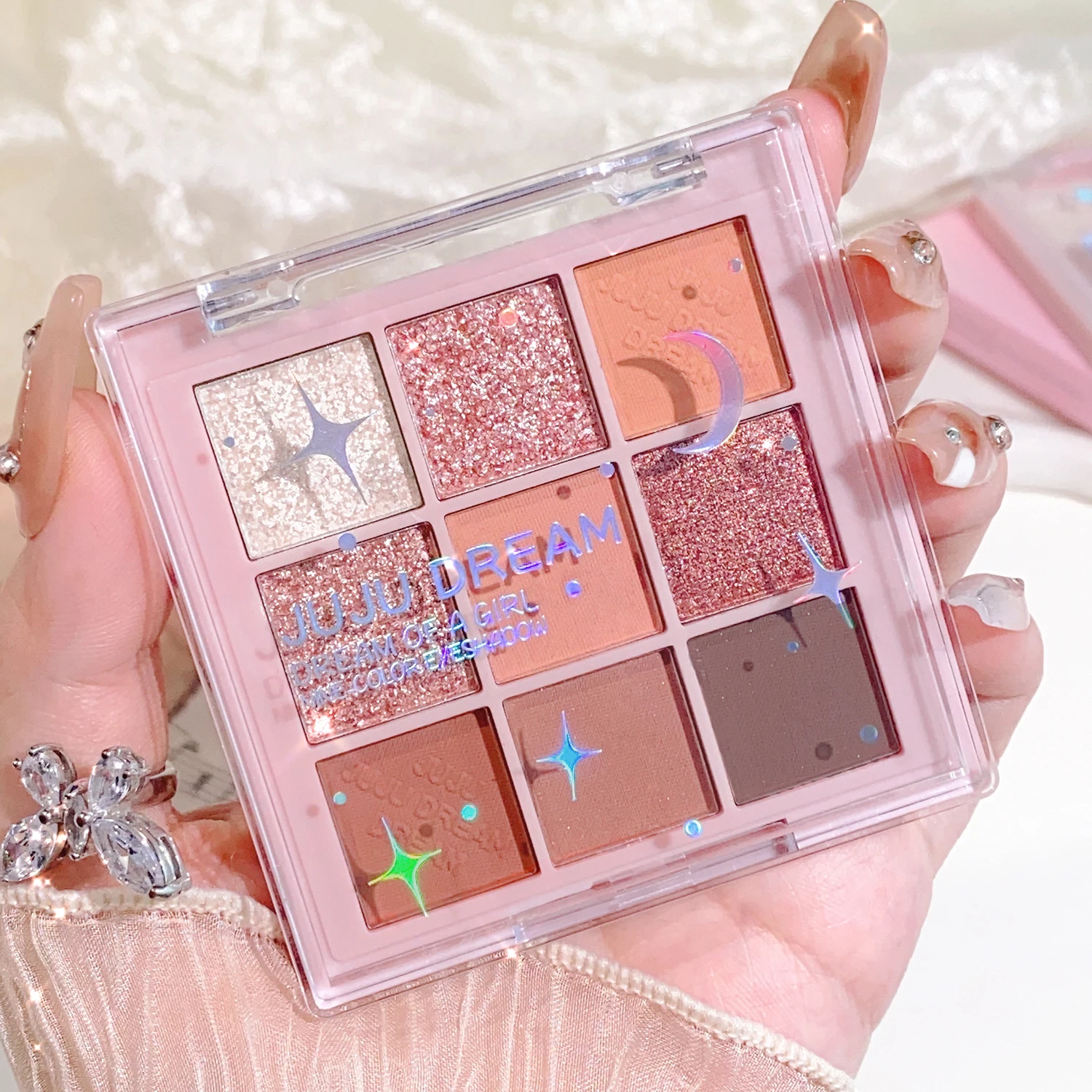 Dream Girl Multi-color Eyeshadow Palette | 9-18 colors of coral nude pink | Matte & pearl shimmer | Long-lasting and easy to app 2