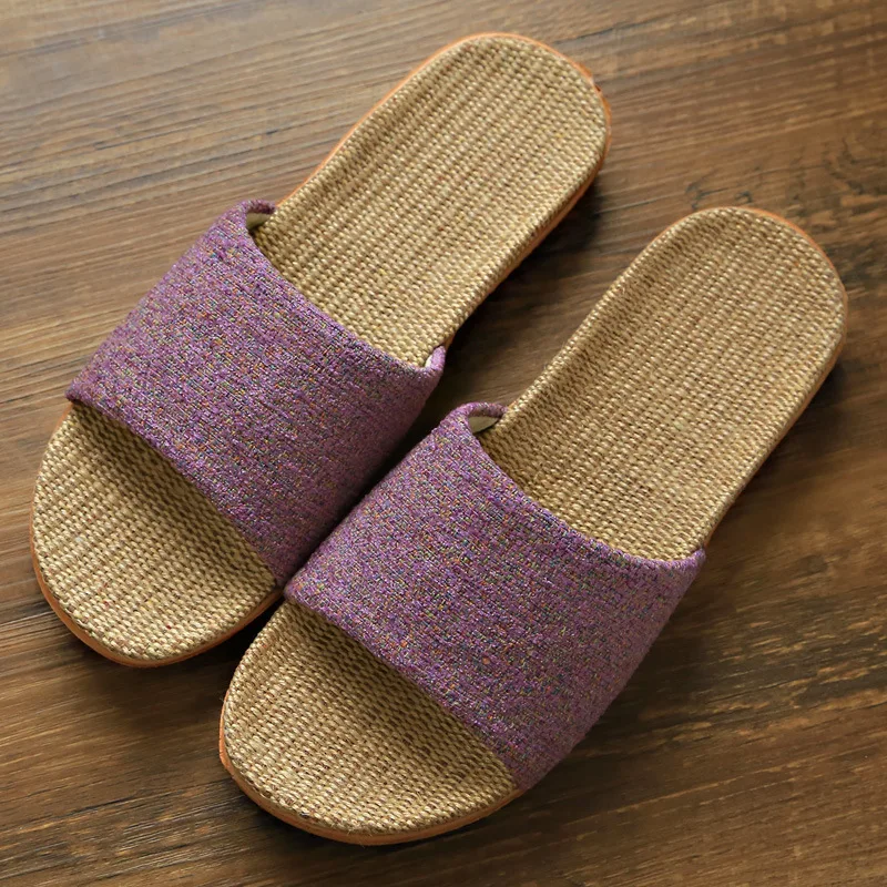 Home Couple Indoor Slippers linen slippers,cotton slippers for wooden floor non-slip men and women thick bottom summer
