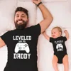 Baby Romper Pregnancy Announcement Gift Player 2 Enter Game Leveled Up To Dad T Shirts Daddy and Son Matching Family Funny Tee 2