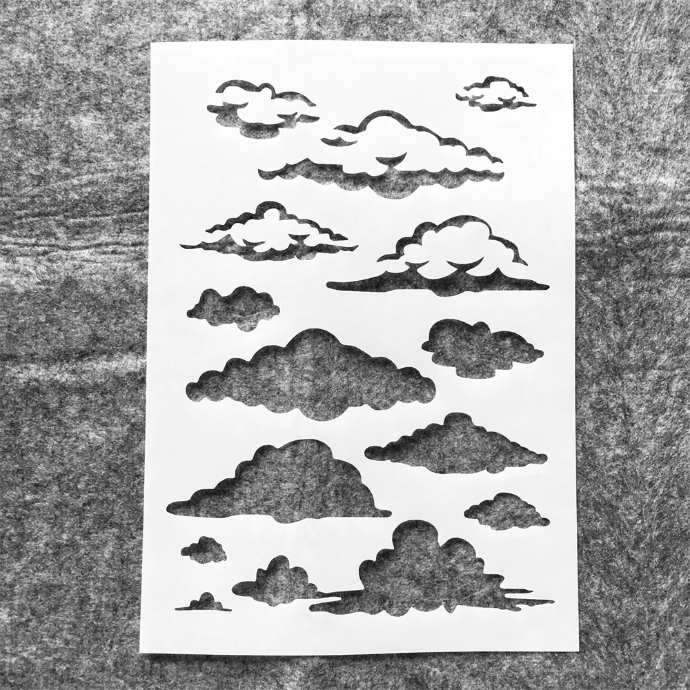 A4 29cm Sky Cloud DIY Layering Stencils Painting Scrapbook Coloring Embossing Album Decorative Template a4 29cm merry christmas words diy layering stencils wall painting scrapbook coloring embossing album decorative template