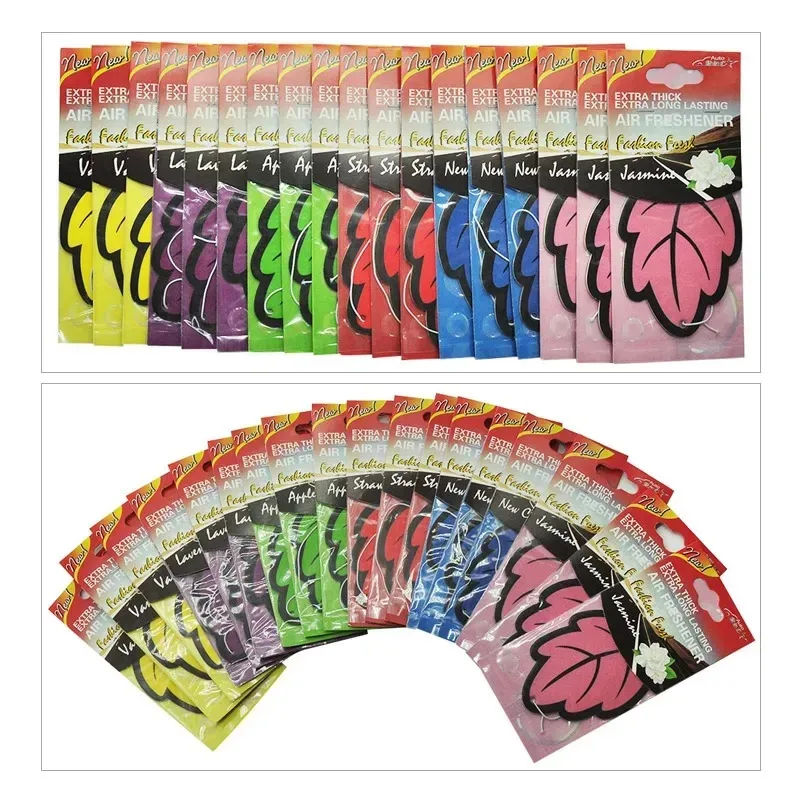 1-36pcs Car Air Freshener Natural Scented Tea Paper Auto Hanging Vanilla Perfume Fragrance Leaf Shape Car Accessories Interior