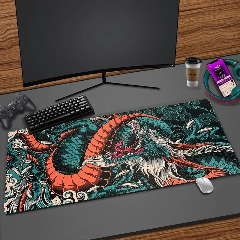 Japanese Dragon Large Gaming Mousepad XXL Keyboard Gamer Mouse Pad on The Table Speed Desk Mat Anime 900x400 700X300 Mouse Mats