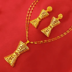 Luxurious Gold - Toned Ethiopian Jewelry Set: Elegant Necklace and Earring Ensemble (Luxury Jewelry)