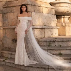 긴 소매 스팽글 비즈 이브닝 드레스, 탈부착 가능한 기차 백리스 지퍼, 맞춤형 무도회 드레스, 연인 패션