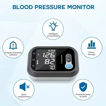 Home voice automatic arm sphygmomanometer LED large screen display time and date electronic blood pressure meter 5