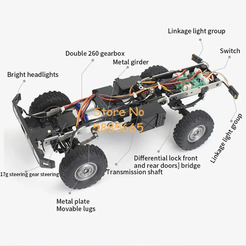 Professional Simulation 1:12 RC Transport Truck 5CH Off Road Independent Differential Lock Dual Gear Remote Control Climbing Car 5