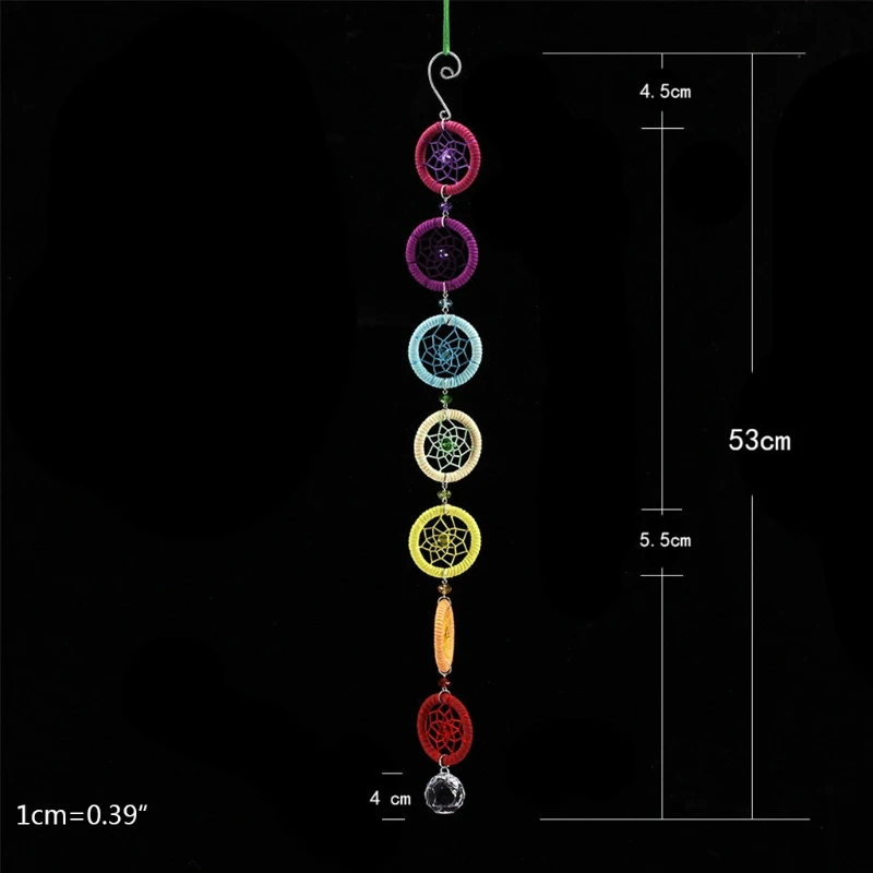 Chakra Dream Catcher with 40mm Crystal Chandelier Ball Prisms Suncatcher Handmade Rainbow Fengshui Wall Car Pendant Ornament