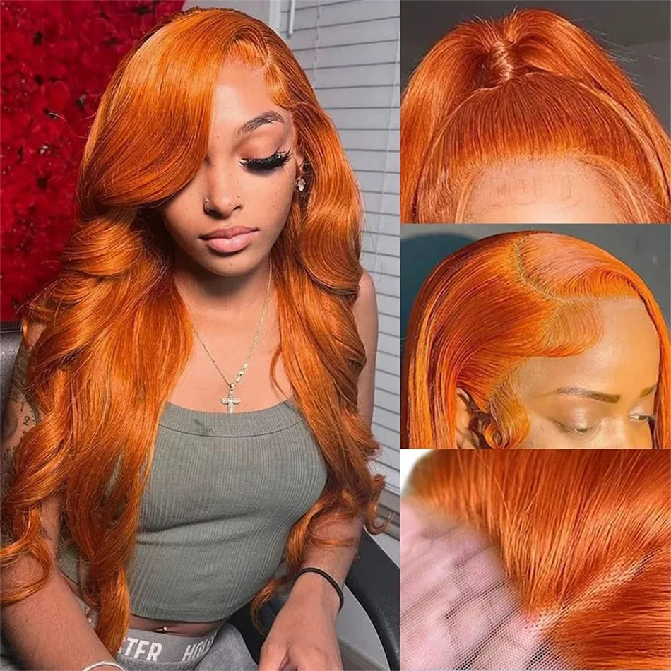 13x6 Hd Lace Frontal Orange Ginger Human Hair Wig 4