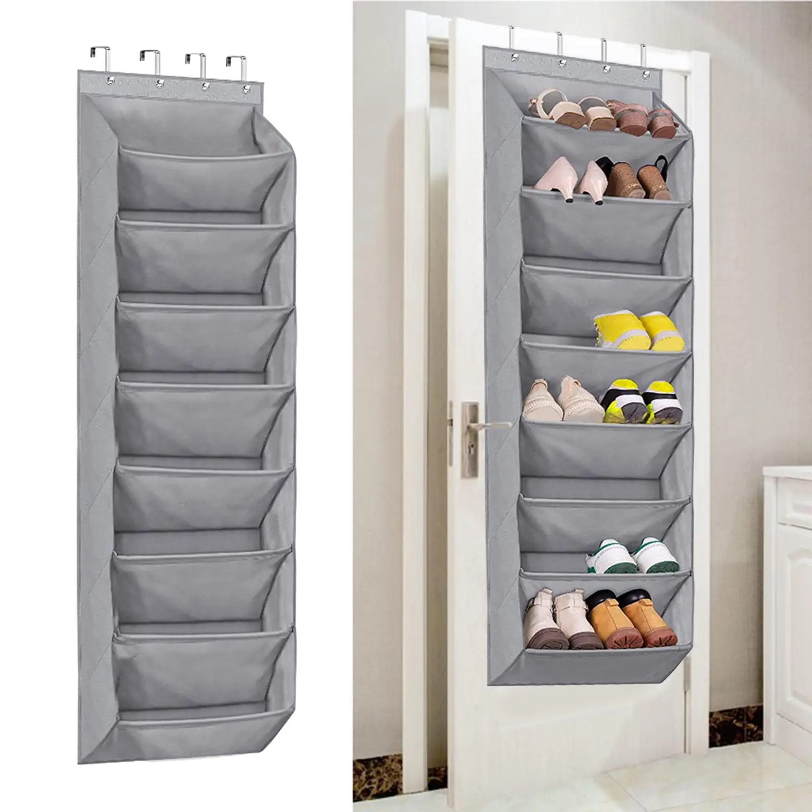 Hanging Shoe Rack 8 Tier Oxford Cloth Resuable for Kids Adults Large Deep Pockets Door Shoe Rack for Baby Items Clothing shoe rack shoe organizer