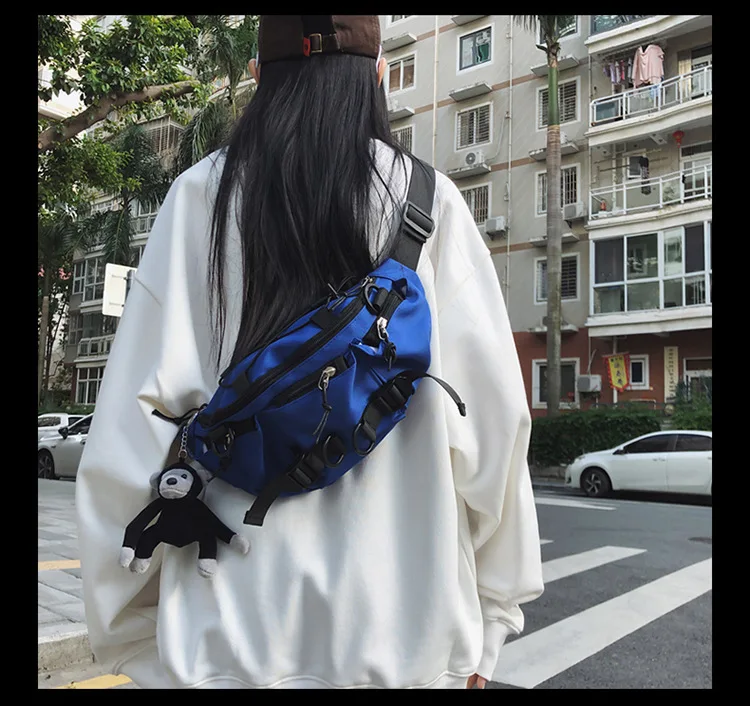 2024 Techwear Style Punk Hip Hop Single Shoulder Crossbody Bag Men Women Street Vintage Chest Bag Casual Sport Fanny Pack Сумка