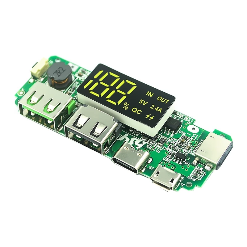 

18650 Lithium Battery Digital Display Charging Module 5V 2.4A Three Charging Port With Display Boost Module Easy To Use