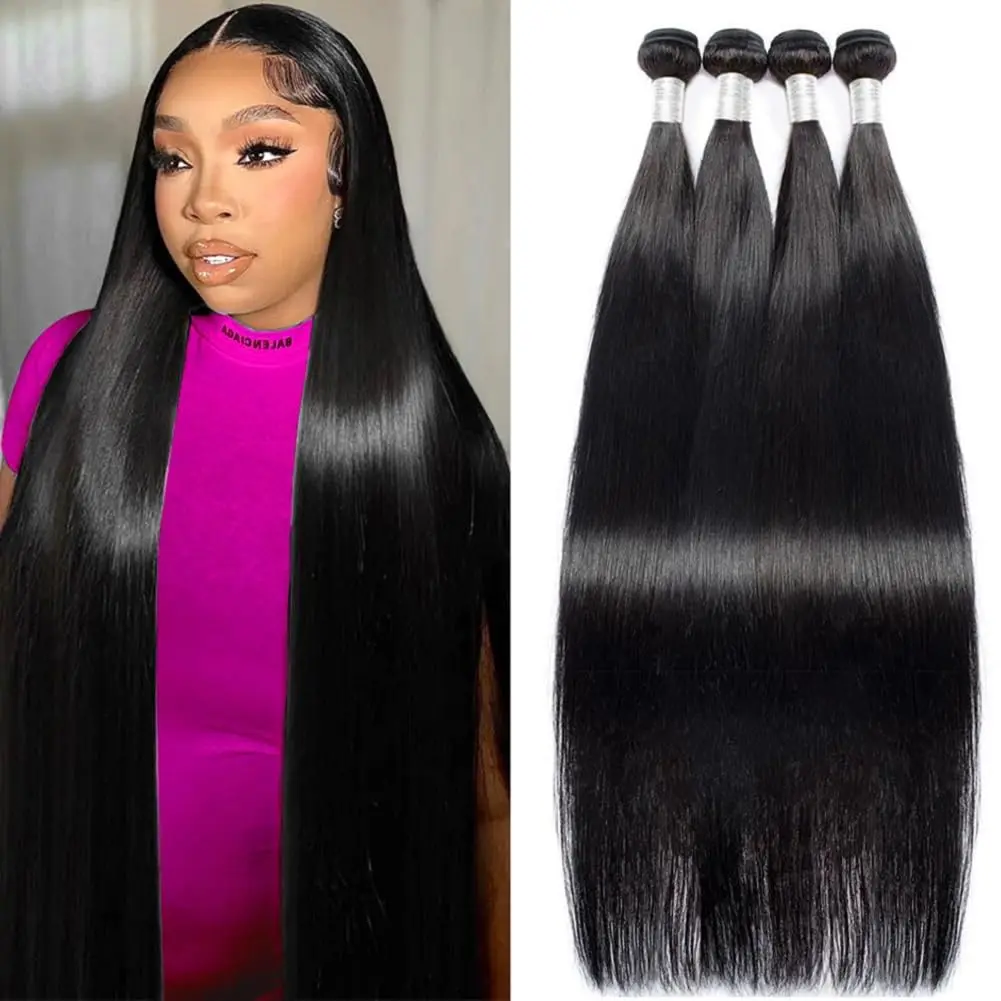 Human Hair Bundles Bone Straight Human Hair Bundles 12A Brazilian Raw Hair Bundles Weave Unprocessed Virgin Human Extensions for Black Women