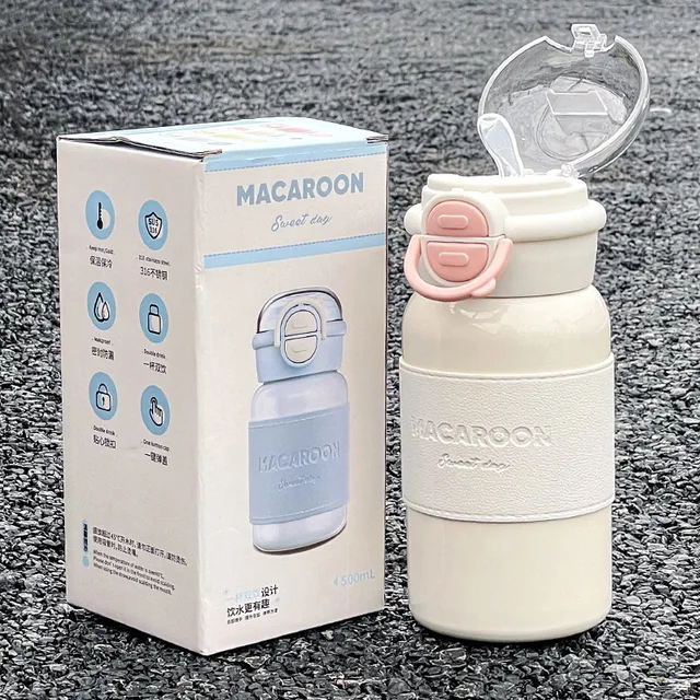 500ml Large Capacity Insulated Bottle with Straw Water Cup Students Simple Double Drinking and Cold Insulation Cup Easy To Carry 4