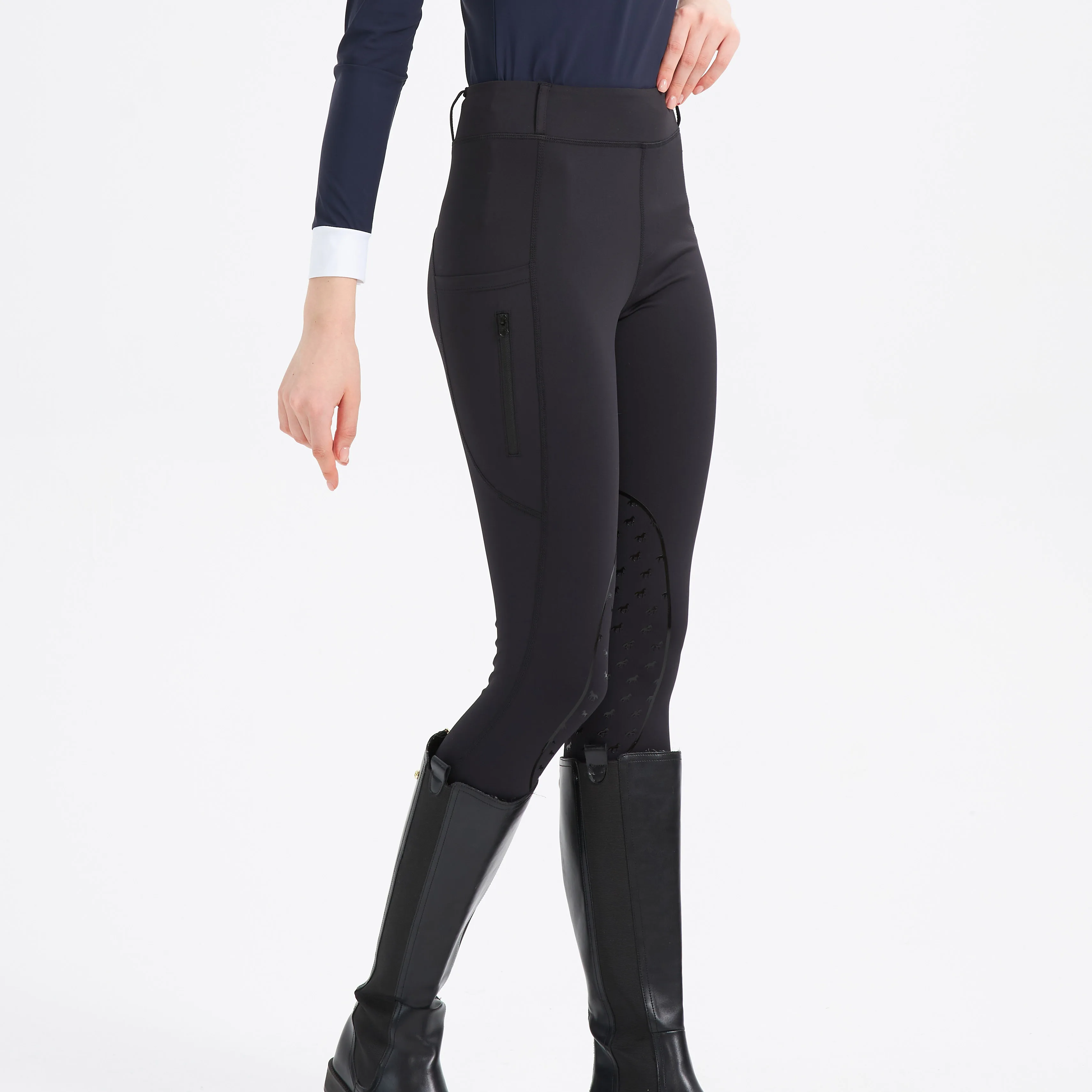 Spring and summer riding pants women's knitted high-stretch, slim-fitting silicone riding pants tight riding pants breathable we 3