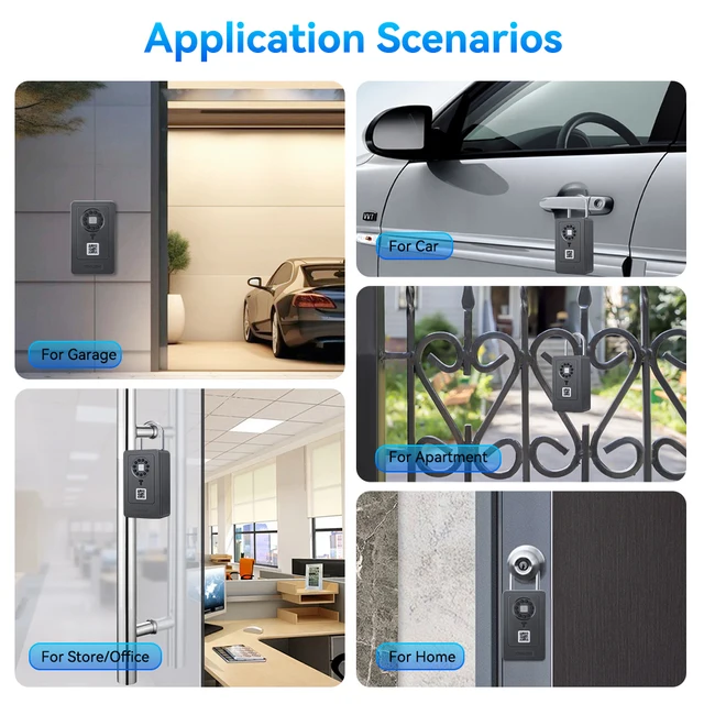 Bluetooth Key Box With Code Lock Wireless Smartlock Box Wall Mount Fingerprint App Digital Code Key Safe for Home Office 4