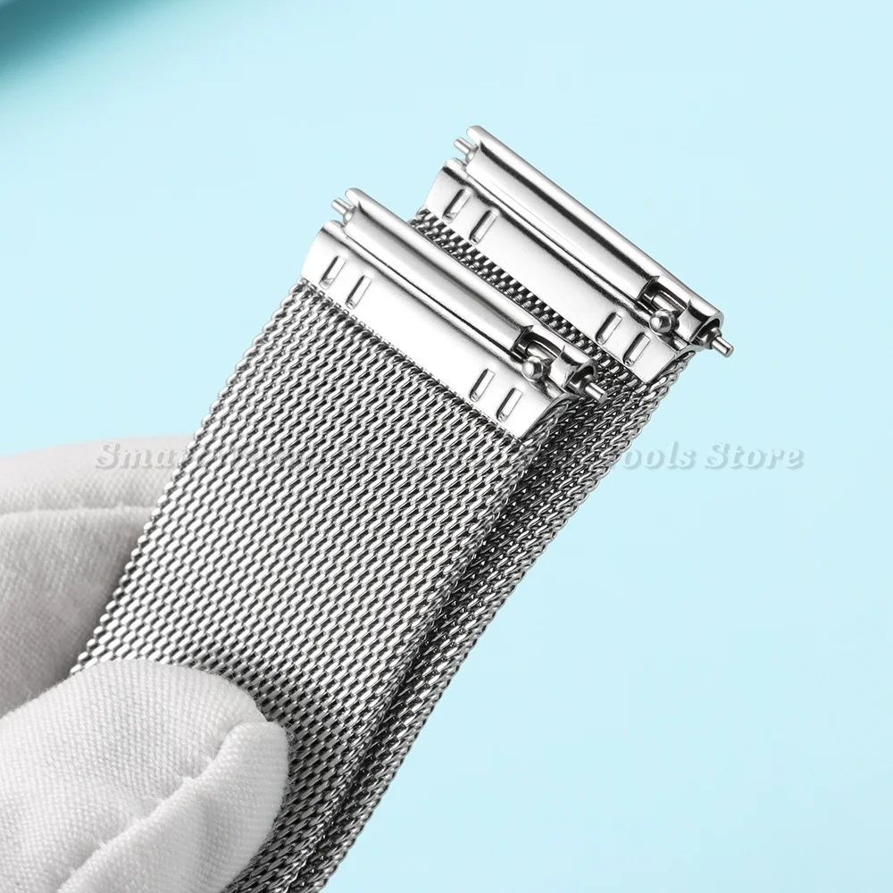 Elegant Silver Milanese Mesh Stainless Steel Watch Strap with Pinhole Buckle