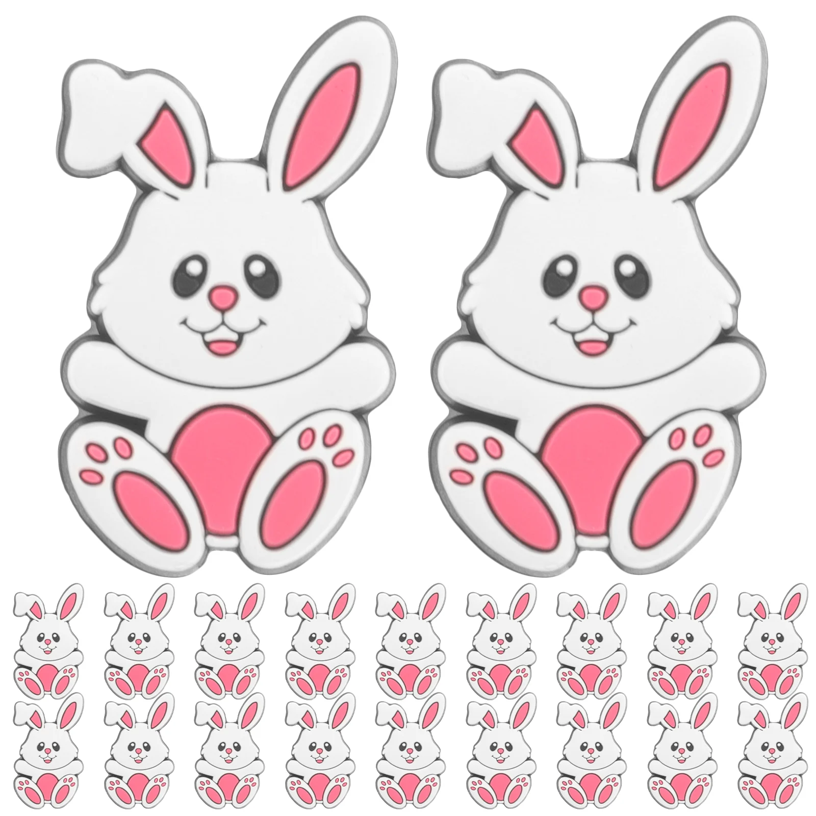 

20 Pcs Rabbit Beads Easter Ornaments Jewelry Decors DIY Spacer Silica Gel Bunny Shaped Centerpieces