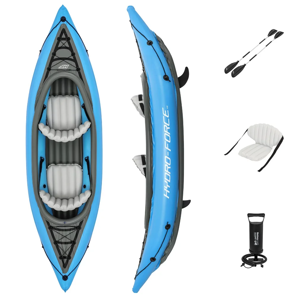 

DZQ Cove Champion X2 Inflatable Kayak - Two-Person Kayak Set (10’10” Long),Camping, Rafting, Kayaking, dropstitch kayak