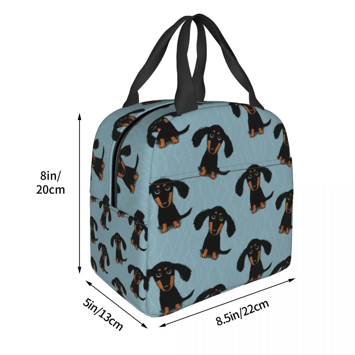 Longhaired Dachshund Puppy Dog Lunch Bags Waterproof Insulated Oxford Cooler Bag Animal Thermal School Lunch Box for Women Girl