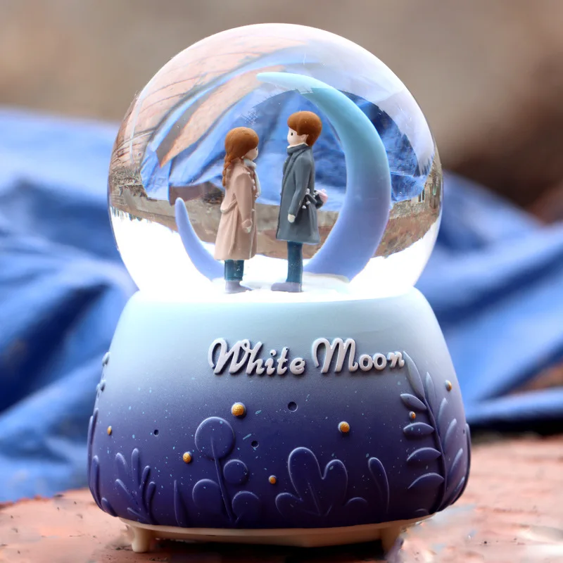 Little Prince Music Box Valentine's Day Wedding Decorations Cute Girls Crystal Ball Eight Music Box Children's Gifts with Lights