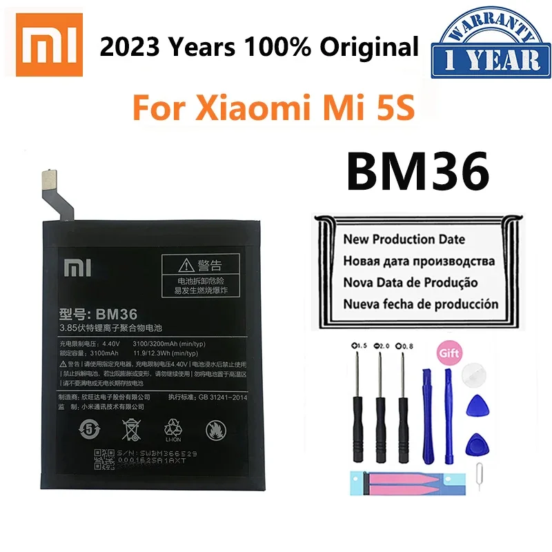 

Original Phone Battery BM36 For Xiaomi Mi 5S Mi5S Xiaomi5S M5S High Quality 3200mAh Phone Replacement Batteries