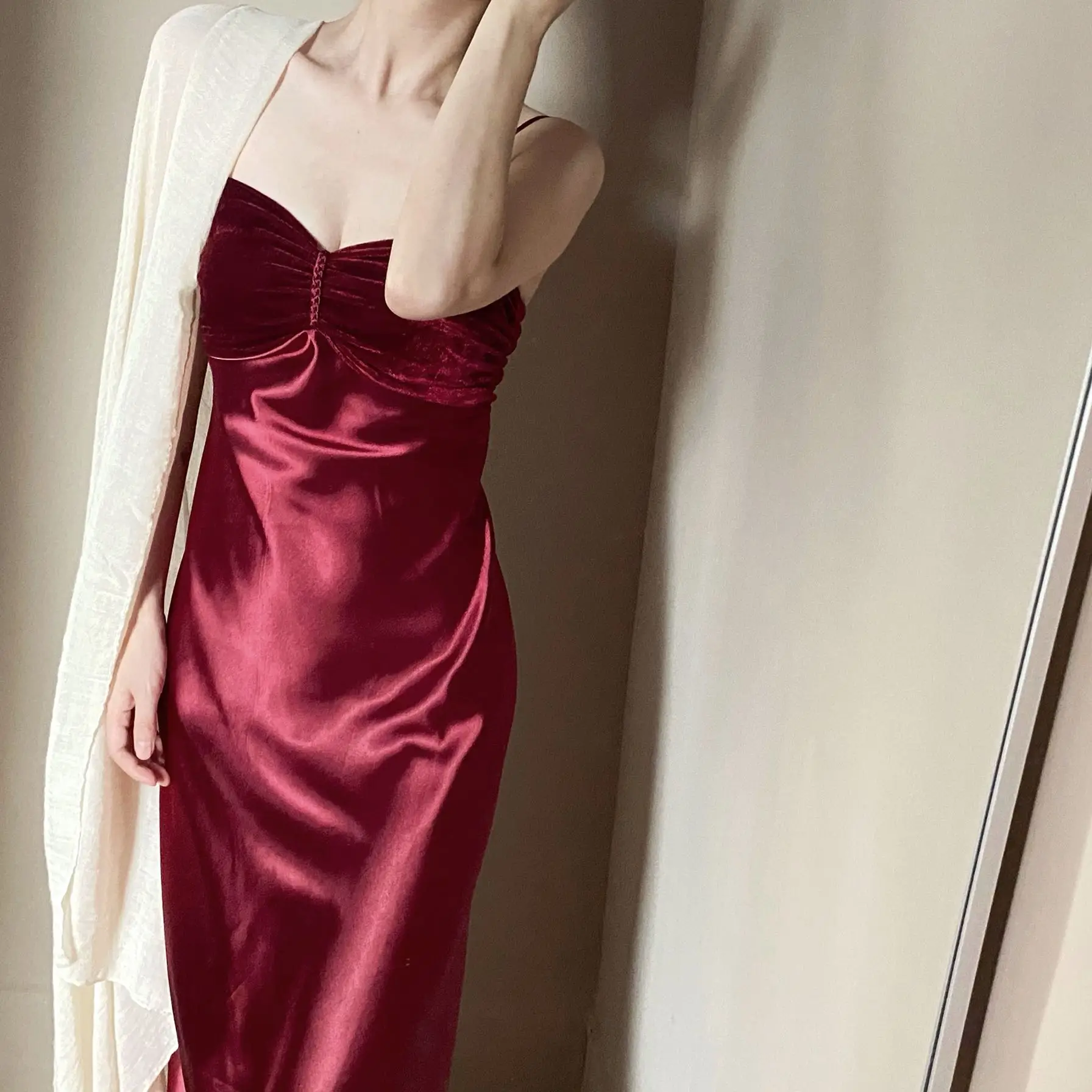 

Satin Suspender Dress Young Little Slim Fit Inner Wear Skirt