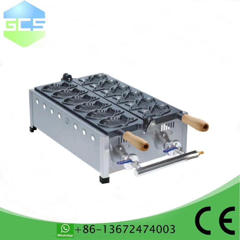 Commercial 6 PCS Fish-Shaped Taiyaki Waffle Maker Stainless Steel Taiyaki Waffle Grill Machine for Pastries And Snacks