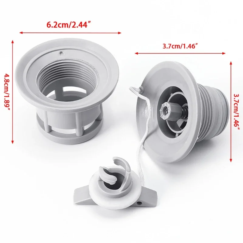 Double Seal Grey/Black H-R Air Valve for Inflatable Boat Raft Dinghy Kayak Canoe