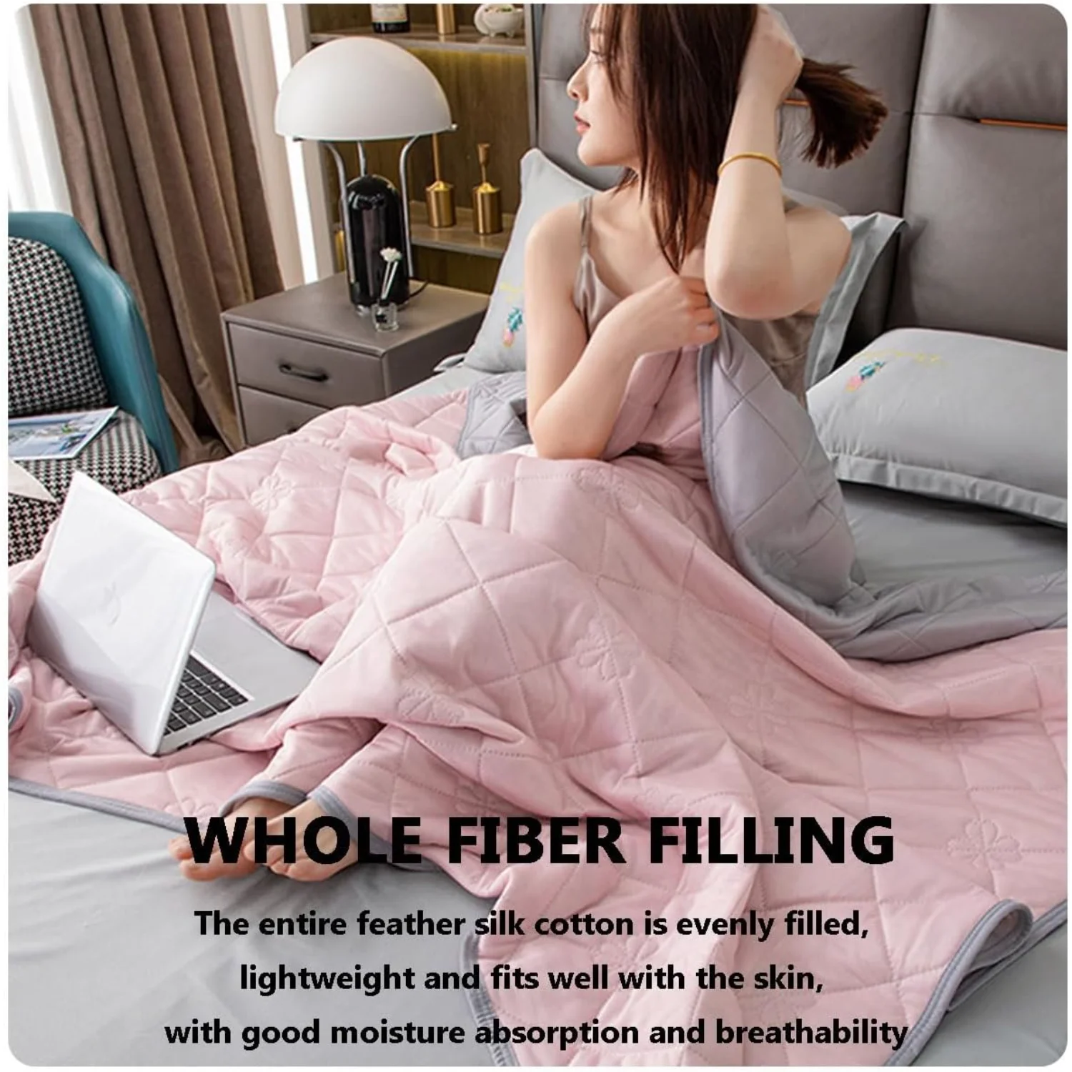 Cooling Comforter , Ice Blanket for All-Season Lightweight Soft Cooling Blanket for Night Sweats Hot Sleeper, Breathable lightwe