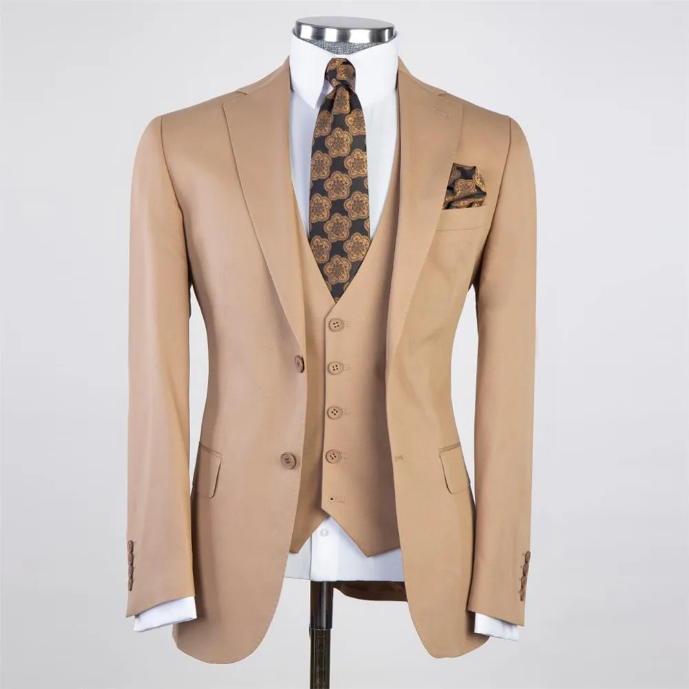 

Modern Men's Suits For Wedding Single Breasted Prom Blazer Tailor Made 3 Pieces Formal Groom Wear Tuxedos Trajes Para Hombres