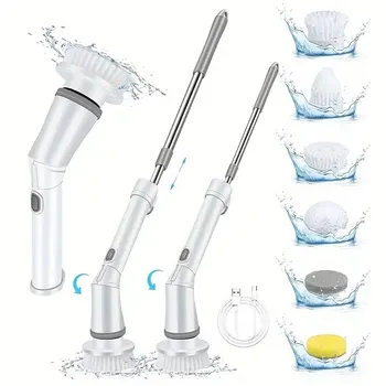 Extended and Convenient Electric Cleaning Brush, Kitchen, Bathroom, Bathtub, Swimming Pool, Multifunctional Handheld Household D 1