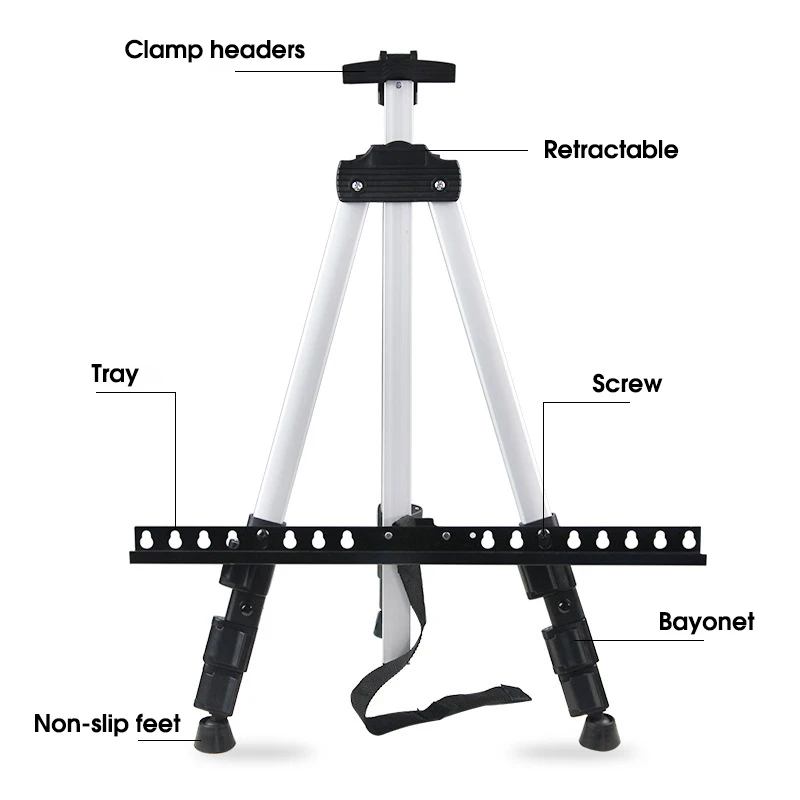 Portable Adjustable Metal Sketch Easel Sketch Drawing For Artist Art Supplies Stand Foldable Travel Easel Shelf With Bag Outdoor - 2