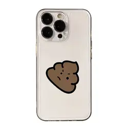 Whimsical Cartoon Excrement Transparent Soft Phone Case for iPhone 13 Mini (Transparent-A)