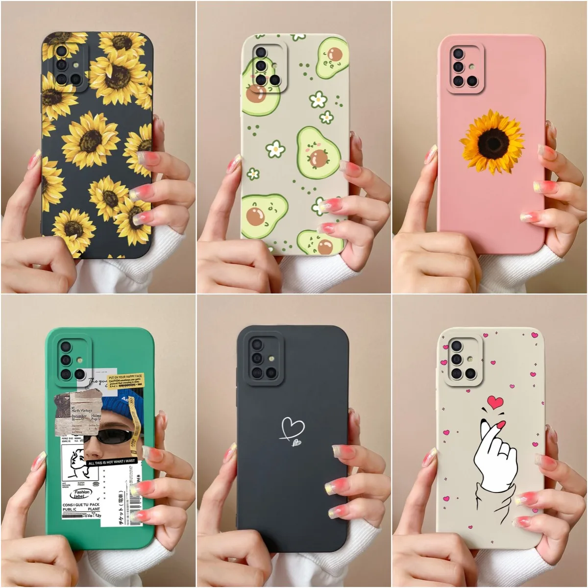 Fashion Love Heart Liquid Silicone Matte Back Cover with Screen Protector