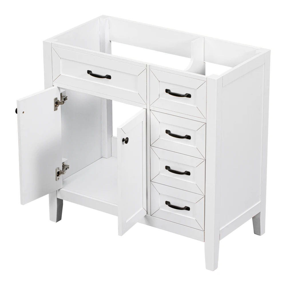 36" Bathroom Vanity with Sink Combo, White Bathroom Cabinet with Drawers, Solid Frame and MDF Board 4