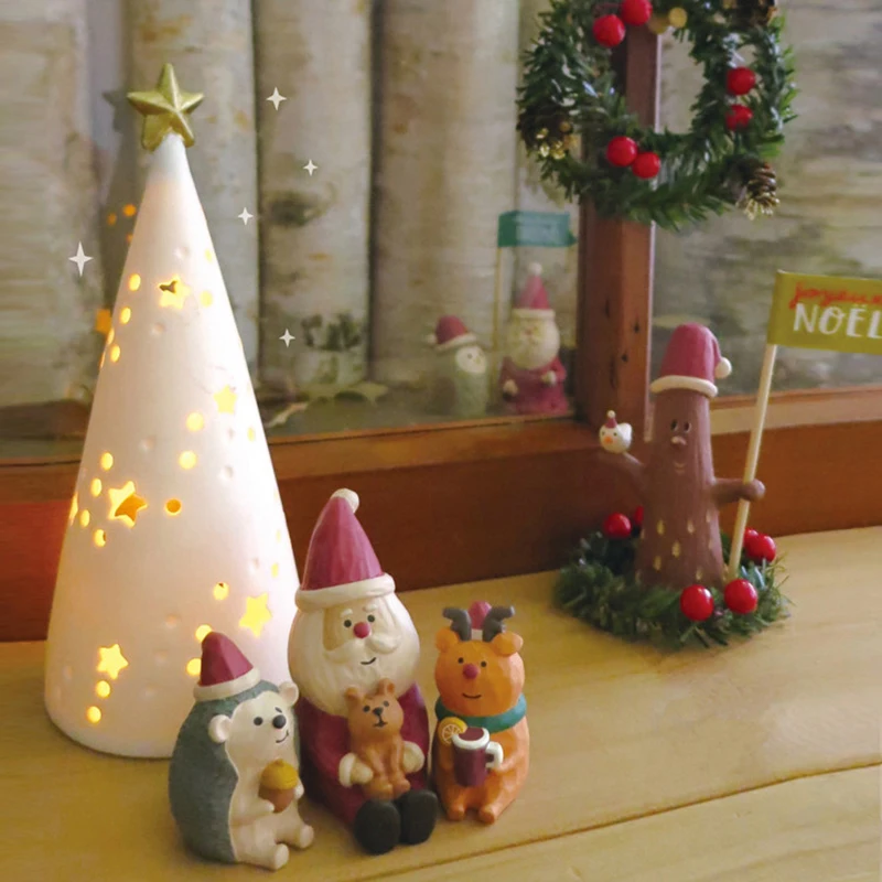 1 шт. миниатюрные фигурки Санта-Клаус Ежик Смола рождественские поделки